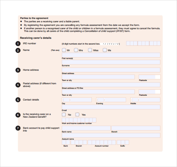 child support agreement template free download