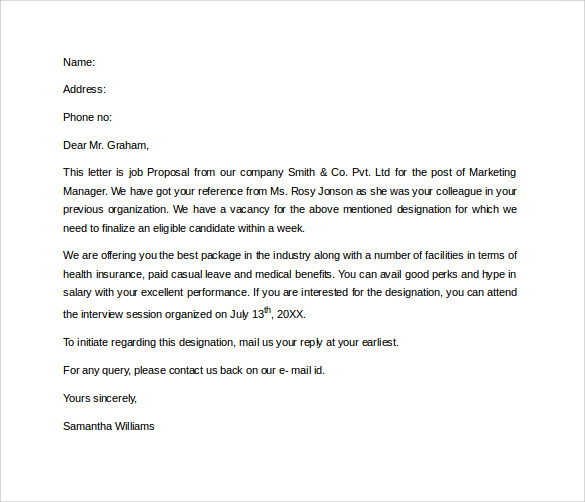 job proposal letter free download