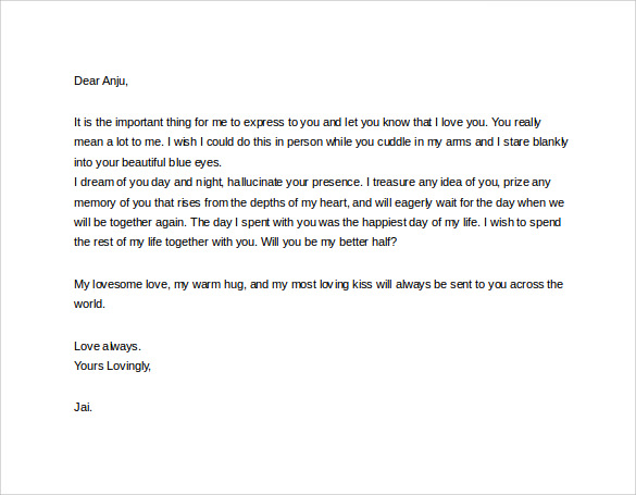 love proposal letter for free