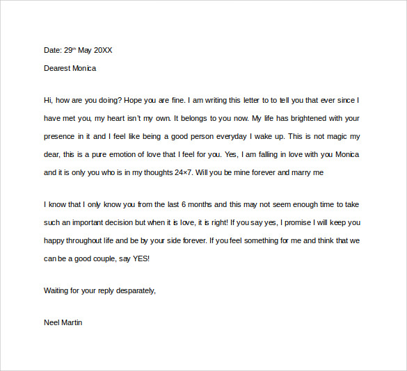 love proposal letter for girl