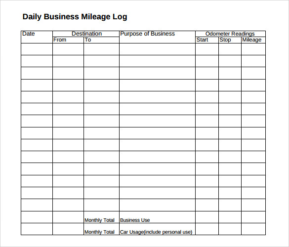 daily business mileage log