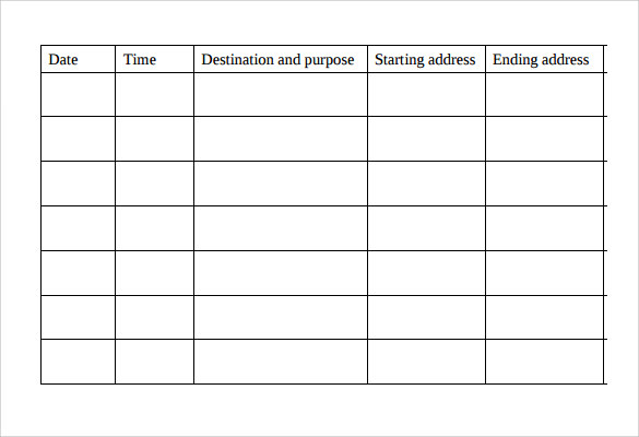 free mileage log sheet