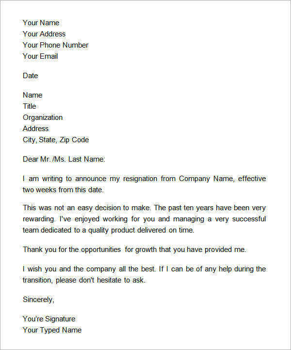 15+ Sample Two Weeks Notice Letters in Doc Sample Templates