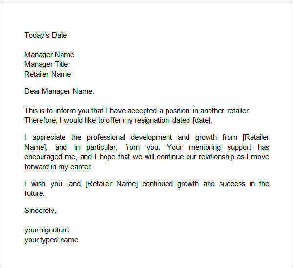 two weeks notice letter retail05