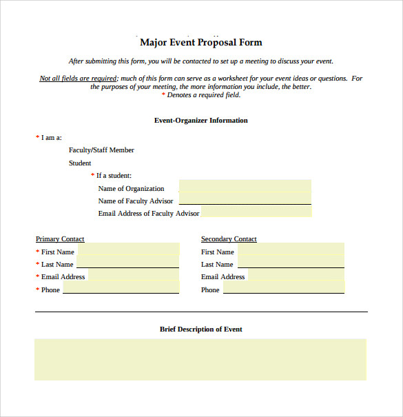 major event proposal fillable template