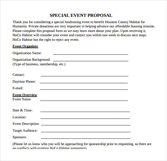 Sample Proposal Format For Event