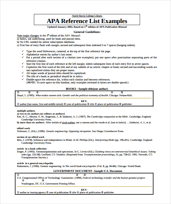 apa style reference list template