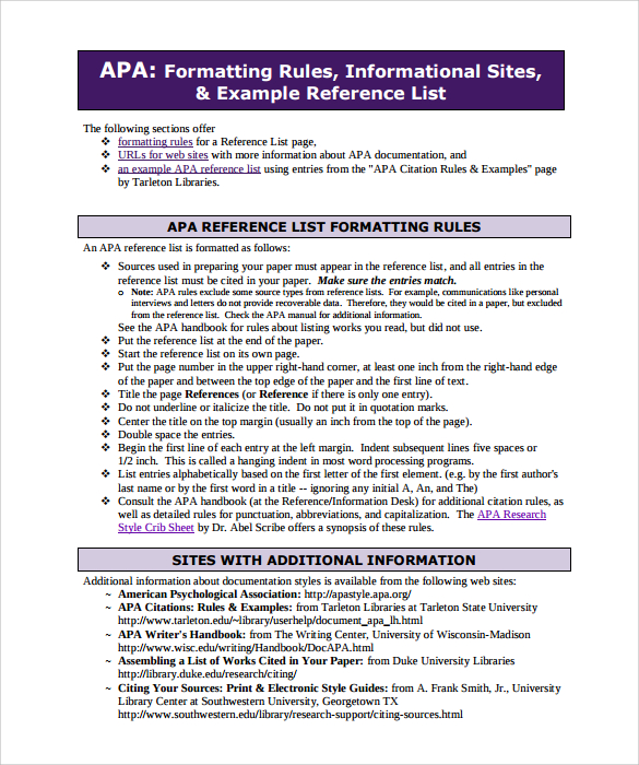 reference list format