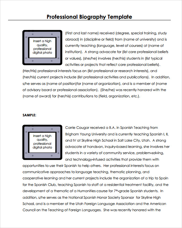 biography structure template