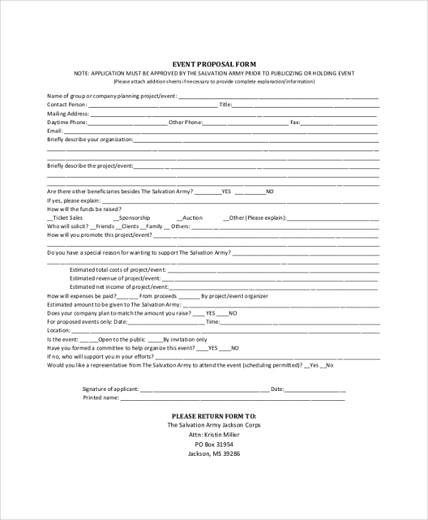 project and event proposal form