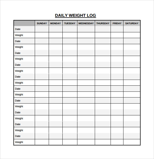 daily weight log template