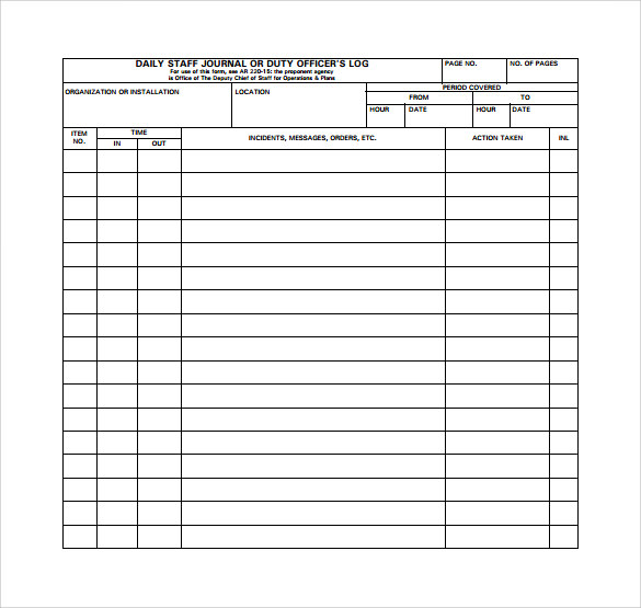 16 Sample Daily Log Templates Pdf Doc Sample Templates