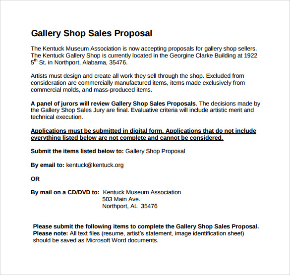 gallery shop sales proposal