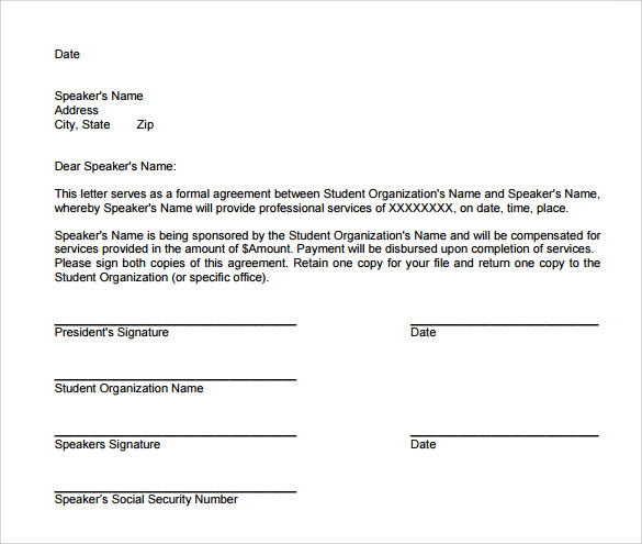 agreement letter sample doc DOC Letter 16   PDF,  Templates of Agreement