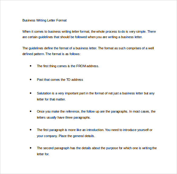 business writing letter format