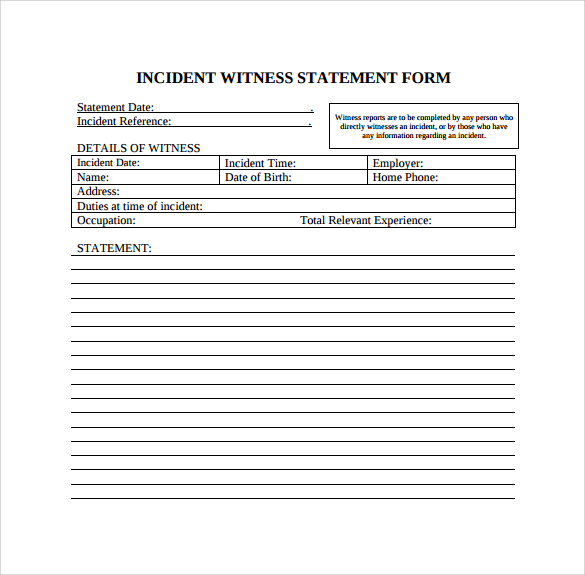 witness statement for in word format