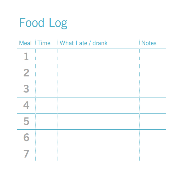 FREE 19 Sample Printable Food Log Templates In PDF MS Word Apple Pages