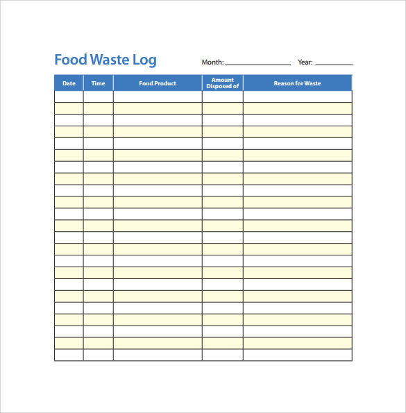 Food Log Template Word