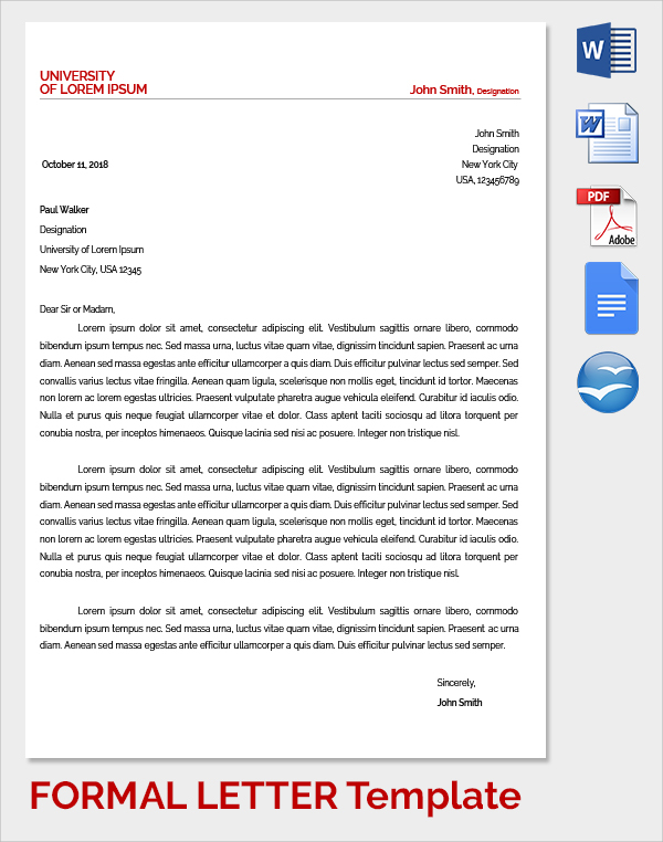 FREE 32+ Sample Formal Letter Templates in PDF | MS Word