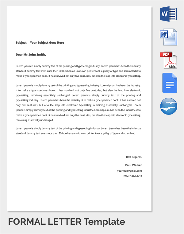 FREE 32 Sample Formal Letter Templates In PDF MS Word FREE 32 Sample Formal Letter Templates In PDF MS Word
