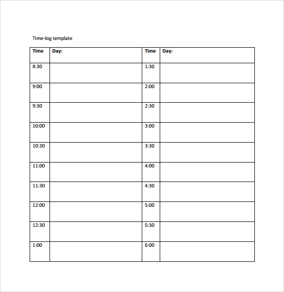 FREE 14+ Time Log Templates in PDF MS Word