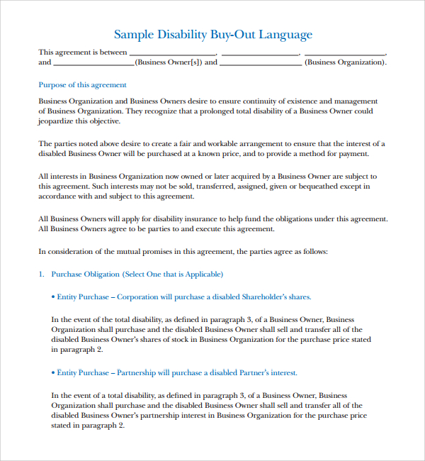 buyout agreement form