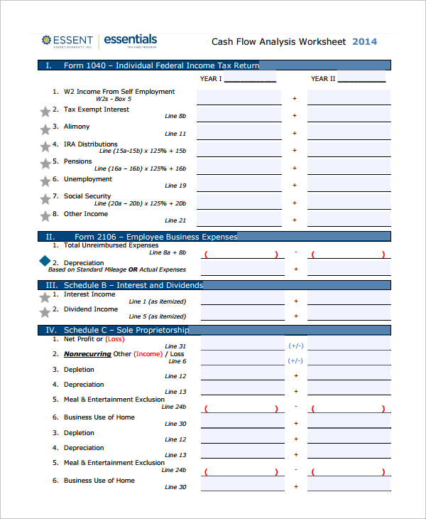 cash flow analysis worksheet template1
