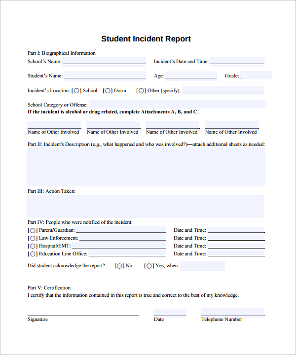 FREE 34+ Sample Incident Report Templates in PDF | MS Word | Pages | Google Docs