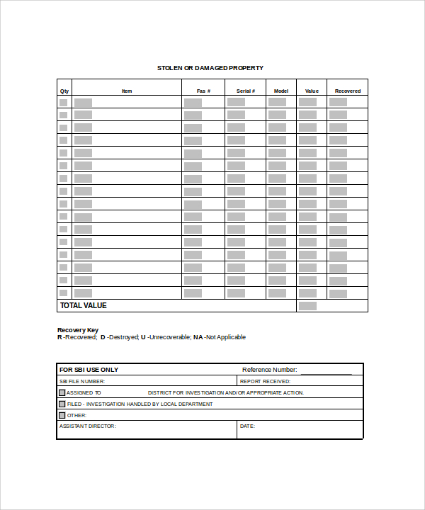 state property incident report word template free download