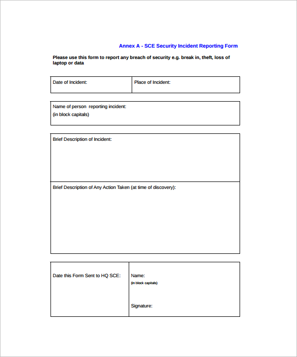security incident report pdf template free download