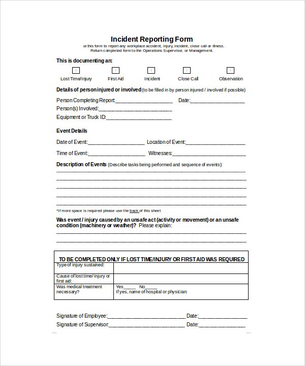 23+ Sample Incident Report Templates Sample Templates