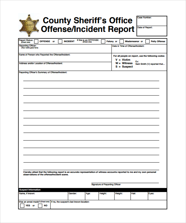 offence incident report