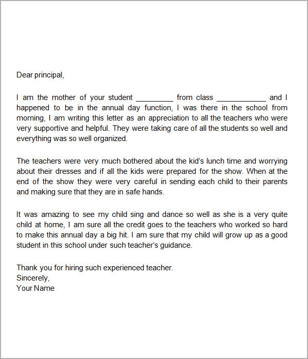 you letter thank grade 3rd template Word PDF, 27 Sample Letters  Thank You for   Appreciation