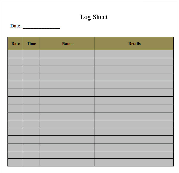 Free Log In Sheet Template