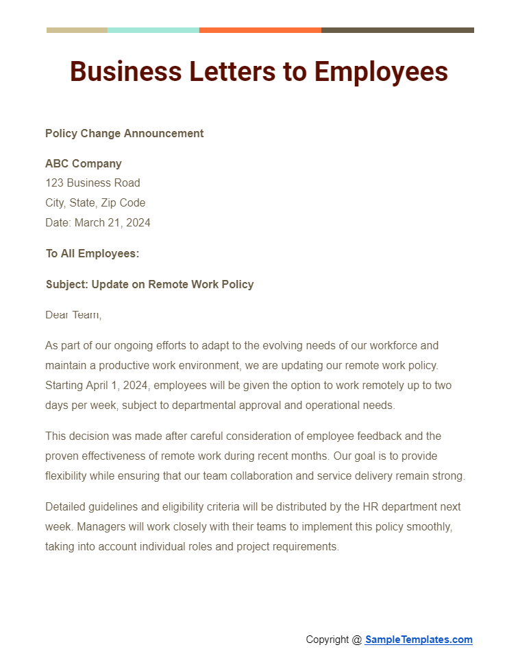 business letters to employees