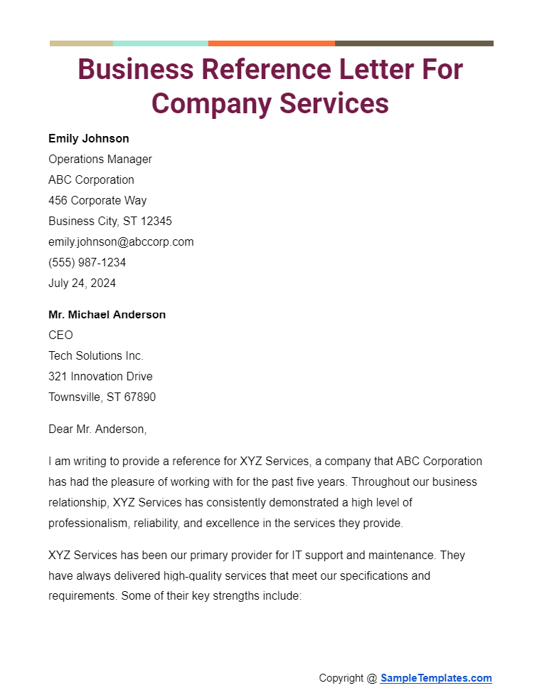 business reference letter for company services
