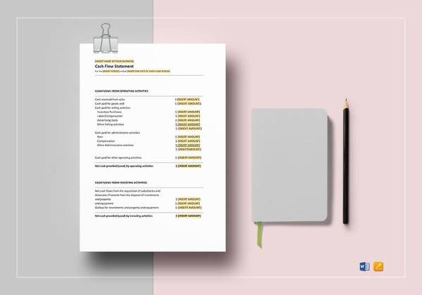 cash flow statement template to print