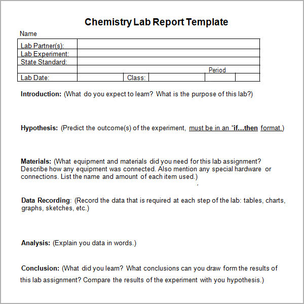 lab experiment report template