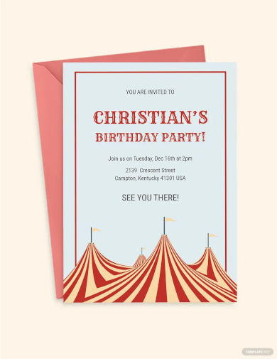 circus box birthday invitation template