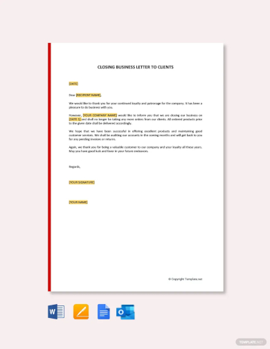 closing business letter to clients template