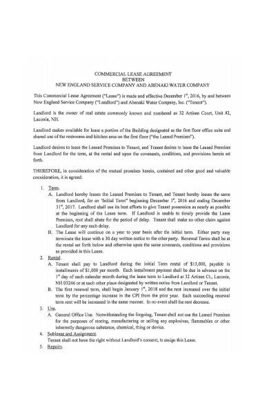 commercial lease agreement example