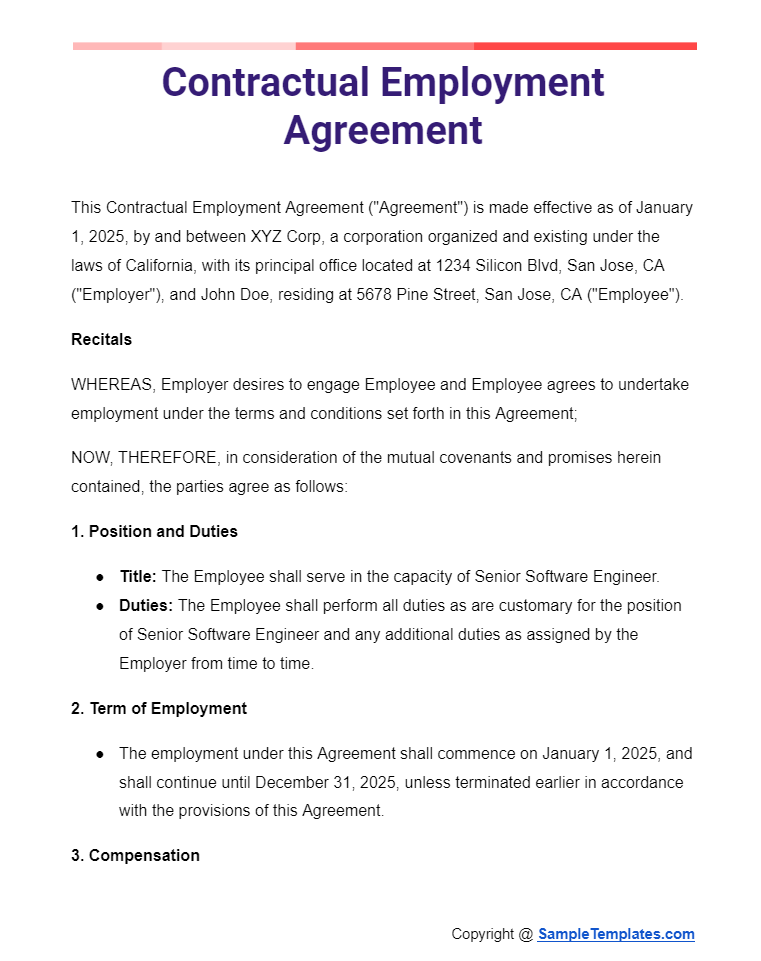 contractual employment agreement