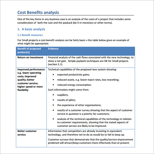 18+ Cost Benefit Analysis Templates | Sample Templates