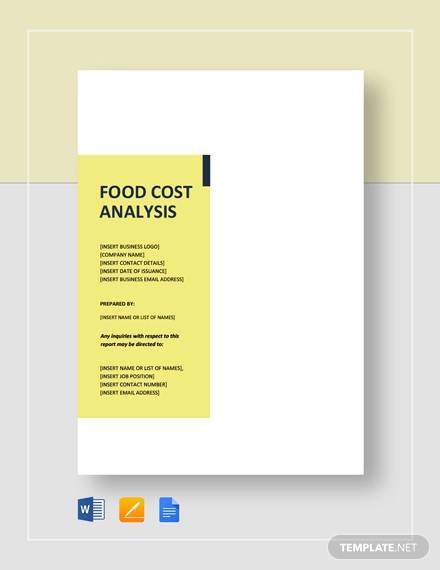 food cost analysis template