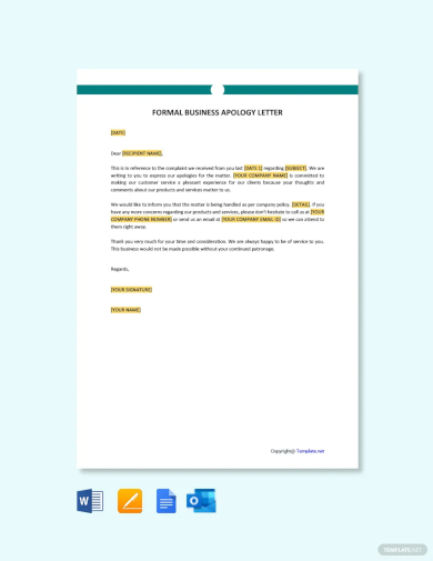 formal business apology letter template