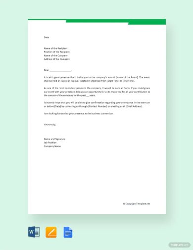 formal business invitation letter template