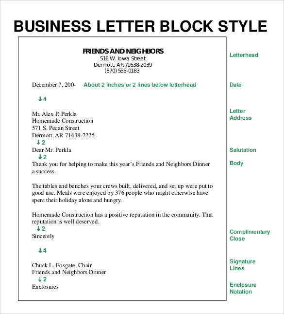 Sample Of Business Letter Semi Block Style - Semi Block Style Letter