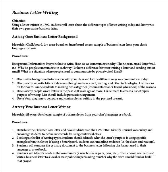 formal business letter writing