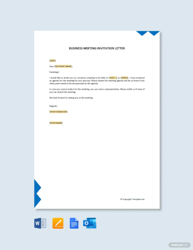 formal business meeting invitation letter template