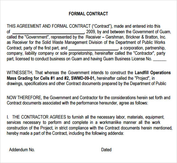formal contract template